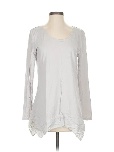 Pre-owned Garnet Hill Long Sleeve Top Gray Scoop Neck Tops