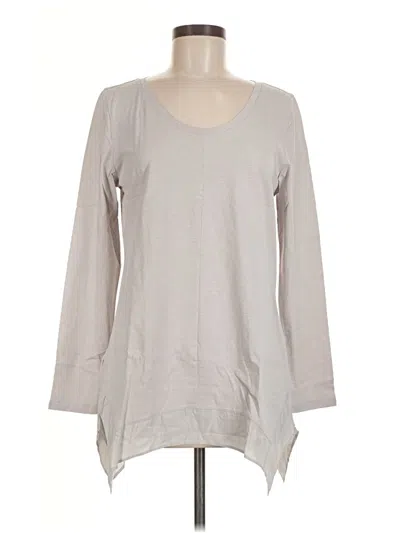 Pre-owned Garnet Hill Long Sleeve Top Gray Scoop Neck Tops