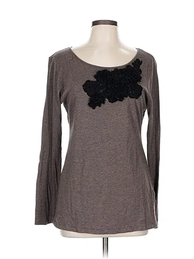 Pre-owned Garnet Hill Long Sleeve Top Gray Sweetheart Neckline Tops