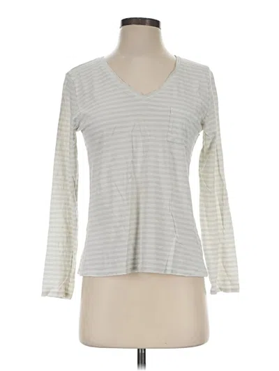Pre-owned Garnet Hill Long Sleeve Top Gray V-neck Tops