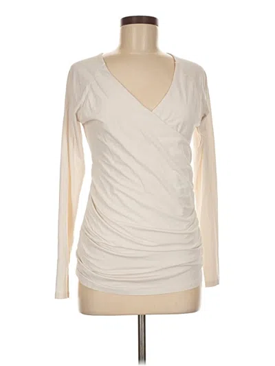 Pre-owned Garnet Hill Long Sleeve Top Ivory Cowl Neck Tops In White