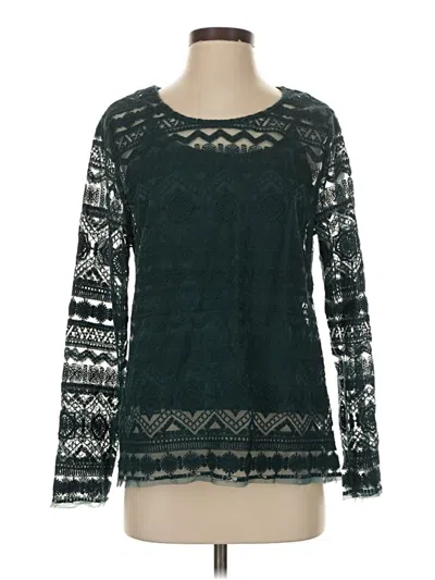 Pre-owned Garnet Hill Long Sleeve Top Teal Crew Neck Tops