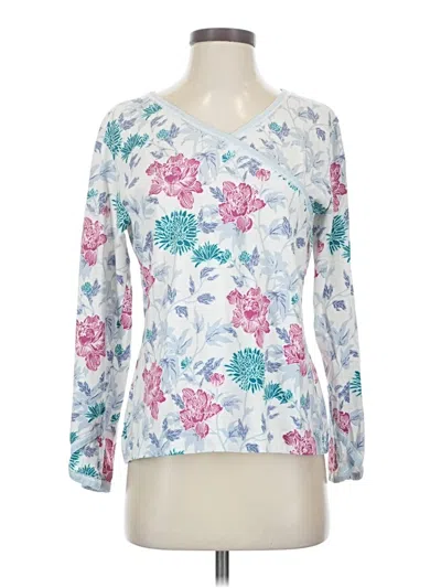 Pre-owned Garnet Hill Long Sleeve Top White V-neck Tops
