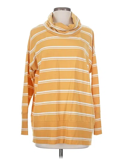 Pre-owned Garnet Hill Long Sleeve Top Yellow Cowl Neck Tops