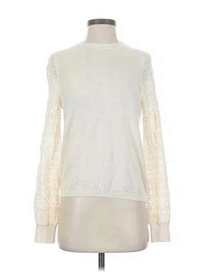 Pre-owned Garnet Hill Long Sleeve T-shirt In Ivory