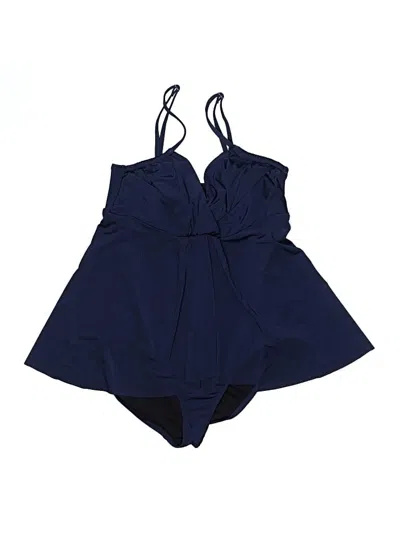 Pre-owned Garnet Hill One Piece Swimsuit In Blue