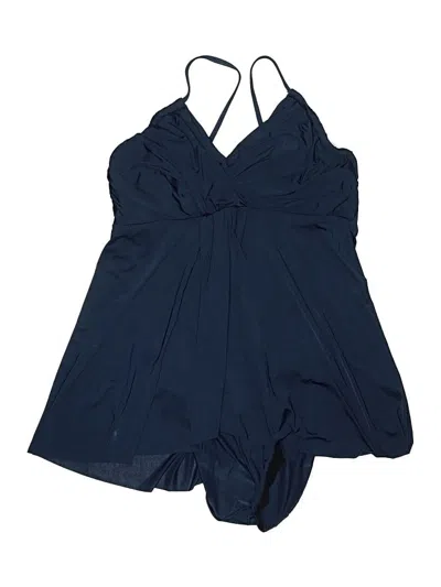 Pre-owned Garnet Hill One Piece Swimsuit In Blue