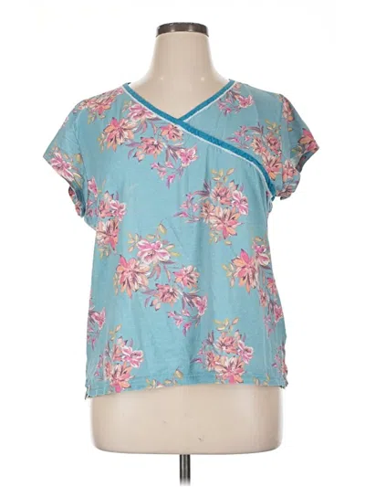 Pre-owned Garnet Hill Short Sleeve Blouse In Blue