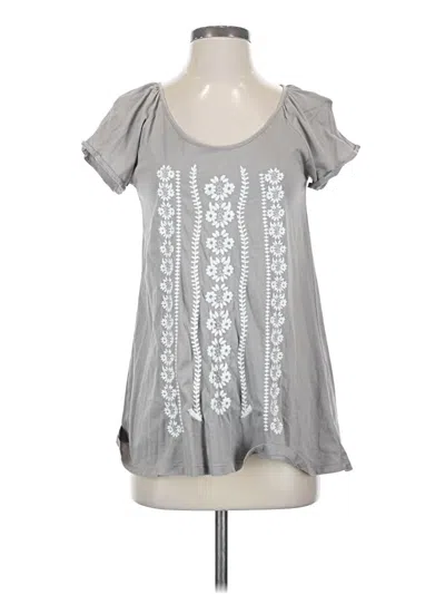Pre-owned Garnet Hill Short Sleeve Blouse In Gray