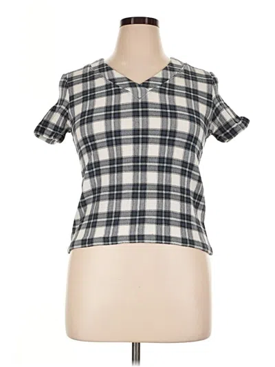 Pre-owned Garnet Hill Short Sleeve Blouse In Gray