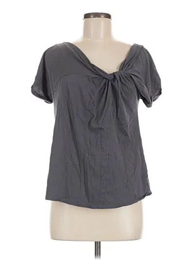 Pre-owned Garnet Hill Short Sleeve Blouse In Gray