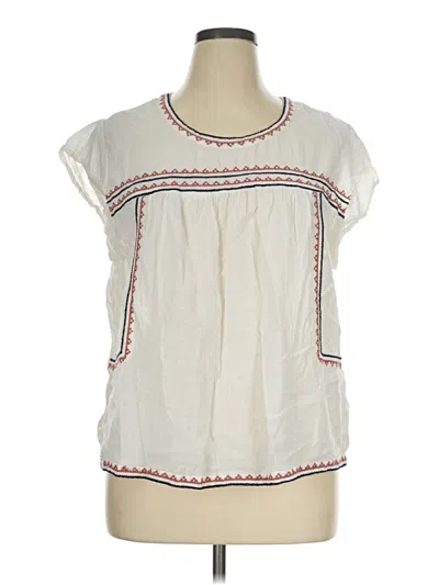 Pre-owned Garnet Hill Short Sleeve Blouse In Ivory