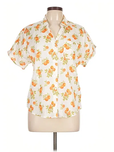 Pre-owned Garnet Hill Short Sleeve Blouse In Orange