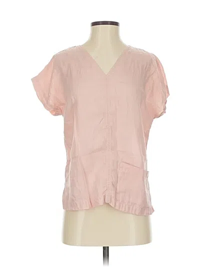 Pre-owned Garnet Hill Short Sleeve Blouse In Pink