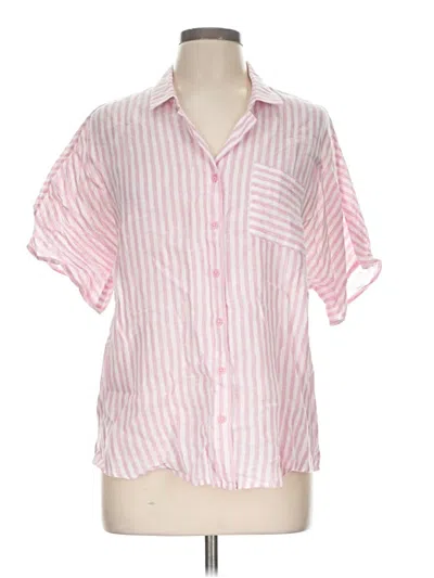 Pre-owned Garnet Hill Short Sleeve Blouse In Pink