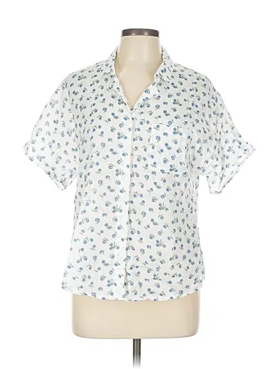 Pre-owned Garnet Hill Short Sleeve Blouse In White