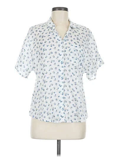 Pre-owned Garnet Hill Short Sleeve Blouse In White