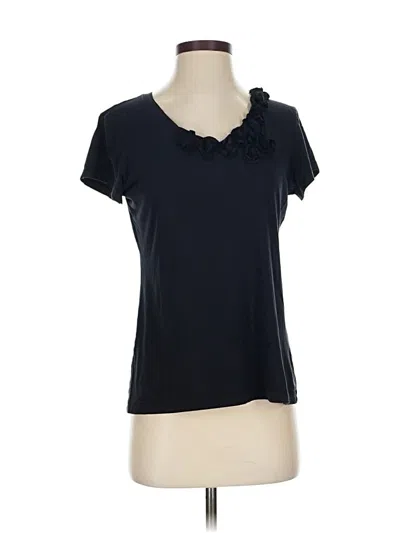 Pre-owned Garnet Hill Short Sleeve Top Black Scoop Neck Tops