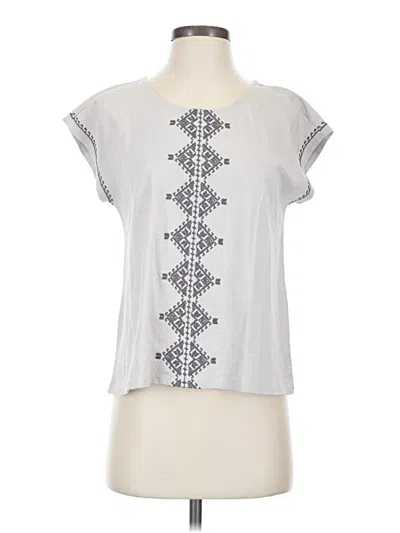 Pre-owned Garnet Hill Short Sleeve Top Gray Keyhole Neckline Tops