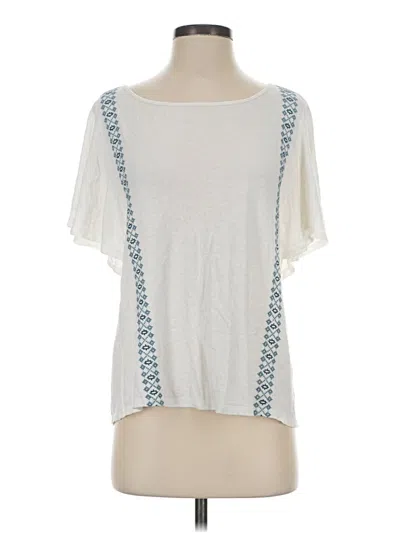 Pre-owned Garnet Hill Short Sleeve Top Ivory Square Neckline Tops