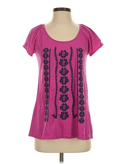 Pre-owned Garnet Hill Short Sleeve Top Pink Scoop Neck Tops