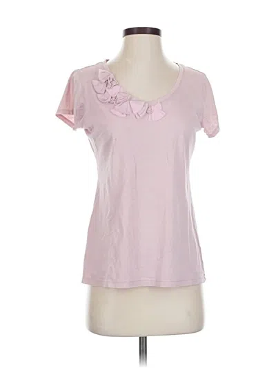 Pre-owned Garnet Hill Short Sleeve Top Pink Sweetheart Neckline Tops