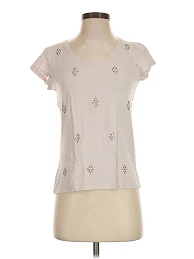 Pre-owned Garnet Hill Short Sleeve Top Tan Keyhole Neckline Tops