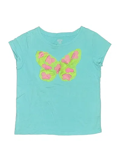 Pre-owned Garnet Hill Kids' Short Sleeve Top Teal Sweetheart Neckline Tops In Blue