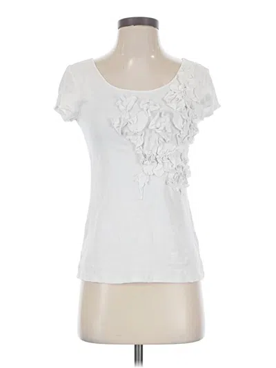 Pre-owned Garnet Hill Short Sleeve Top White Sweetheart Neckline Tops