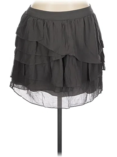 Pre-owned Garnet Hill Silk Skirt In Gray