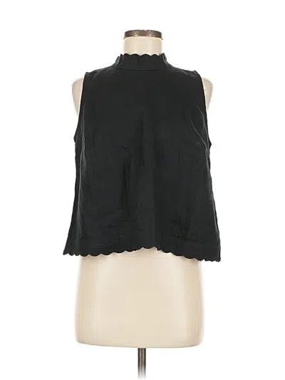 Pre-owned Garnet Hill Sleeveless Blouse In Black