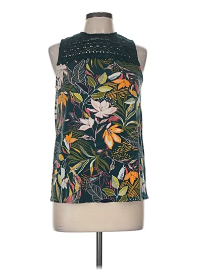 Pre-owned Garnet Hill Sleeveless Blouse In Green