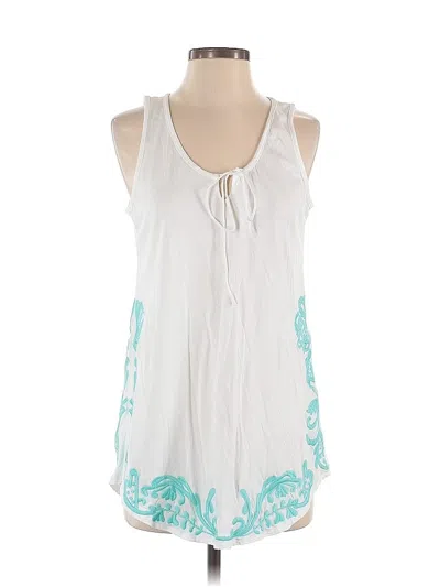 Pre-owned Garnet Hill Sleeveless Blouse In White