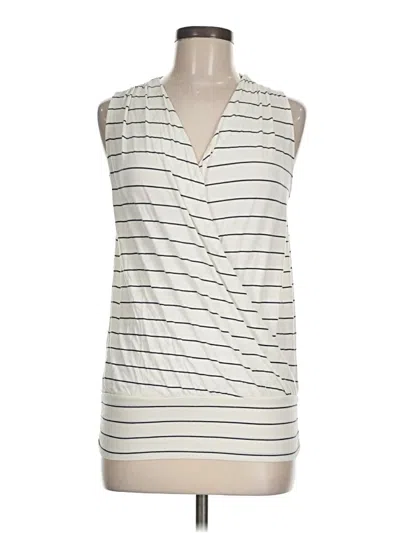 Pre-owned Garnet Hill Sleeveless Blouse In White