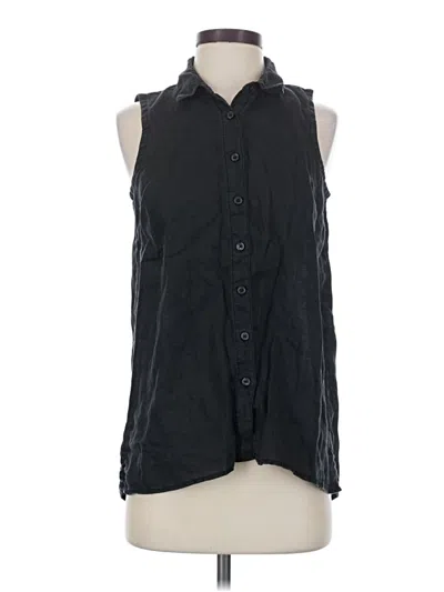 Pre-owned Garnet Hill Sleeveless Button Down Shirt In Black