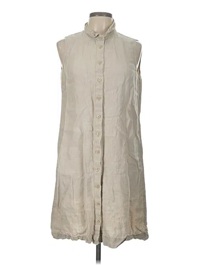 Pre-owned Garnet Hill Sleeveless Button Down Shirt In White