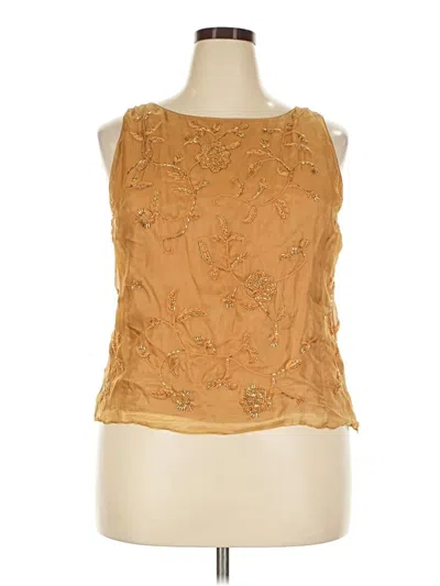 Pre-owned Garnet Hill Sleeveless Silk Top Gold Halter Neckline Tops