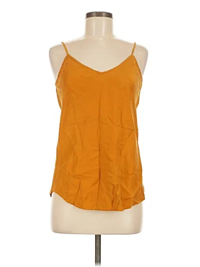 Pre-owned Garnet Hill Sleeveless Silk Top Yellow Halter Neckline Tops