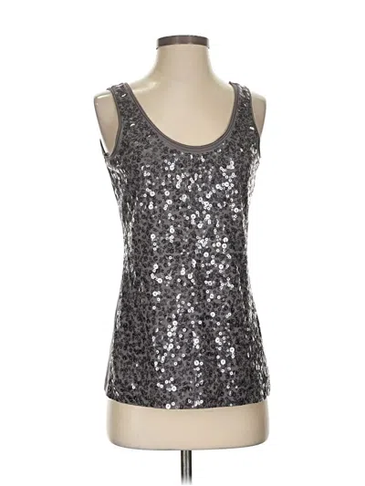 Pre-owned Garnet Hill Sleeveless Top Silver Scoop Neck Tops