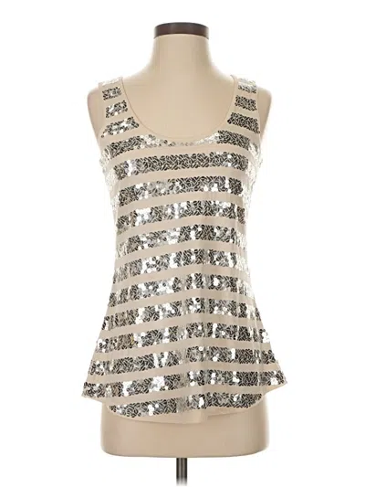 Pre-owned Garnet Hill Sleeveless Top Silver Scoop Neck Tops