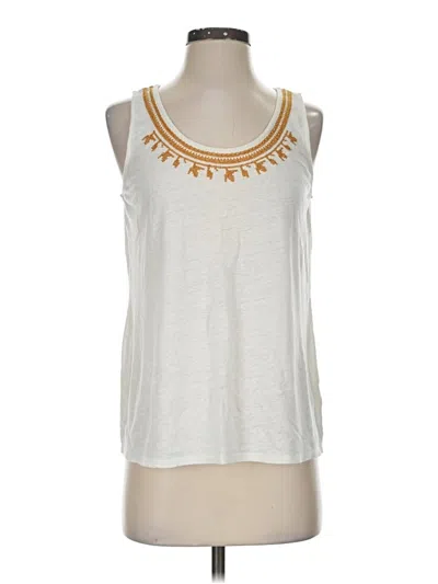 Pre-owned Garnet Hill Sleeveless Top White Scoop Neck Tops
