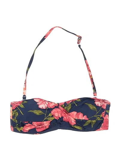 Pre-owned Garnet Hill Swimsuit Top Blue Floral Pattern Swimwear