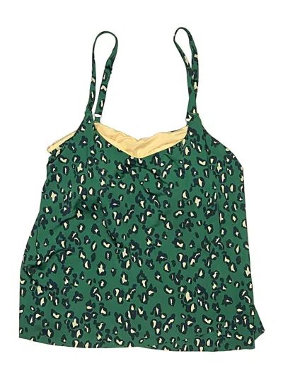 Garnet Hill Swimsuit Top Green Animal Print Pattern Swimwear