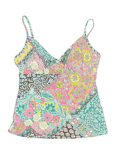 Pre-owned Garnet Hill Swimsuit Top Green Paisley Pattern Swimwear