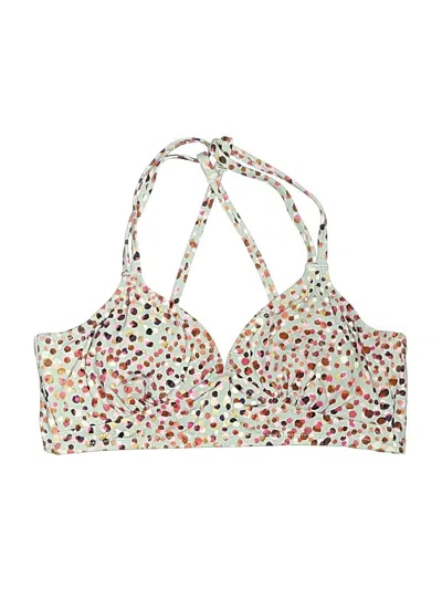 Pre-owned Garnet Hill Swimsuit Top Ivory Floral Pattern Swimwear