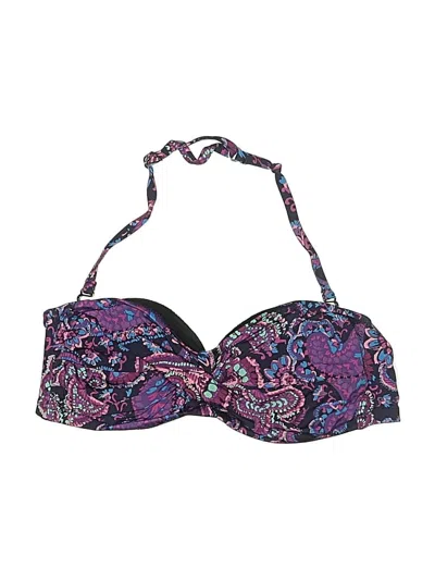 Pre-owned Garnet Hill Swimsuit Top Purple Paisley Pattern Swimwear