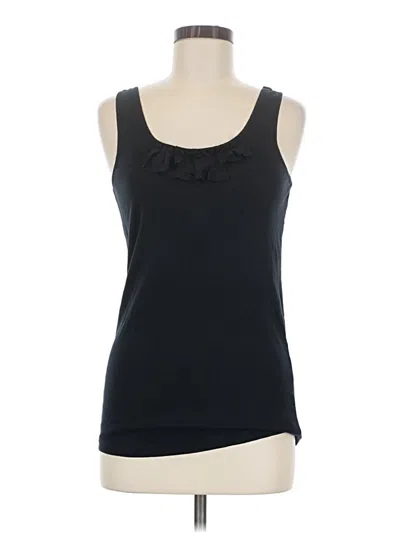 Pre-owned Garnet Hill Tank Top Black Ruffles Neckline Tops
