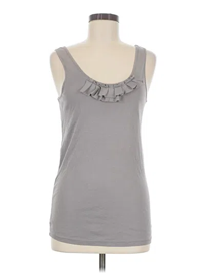 Pre-owned Garnet Hill Tank Top Gray Ruffles Neckline Tops