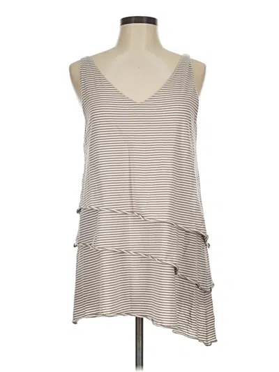 Pre-owned Garnet Hill Tank Top Tan Plunge Neckline Tops