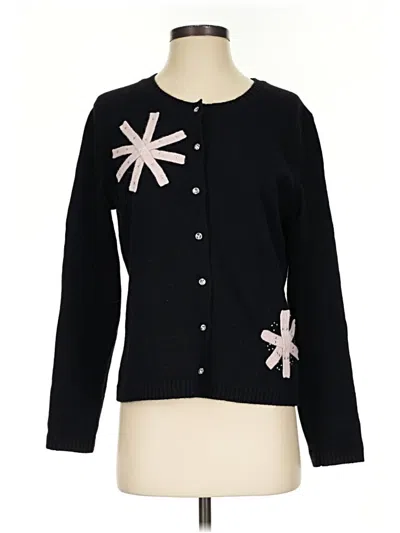 Pre-owned Garnet Hill Wool Cardigan Sweater In Black